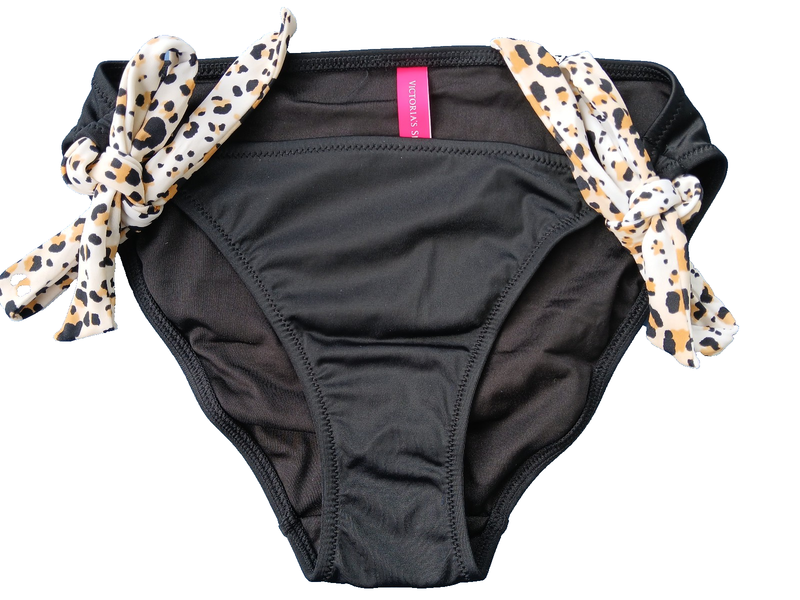 Victoria's Secret Swim Side-tie Bikini Bottom Black With Leopard Print Size S M