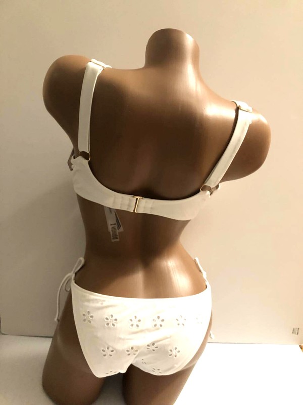Victoria's Secret Swim Wicked Top String Bottom Bikini 2 PC Set White Eyelet NWT