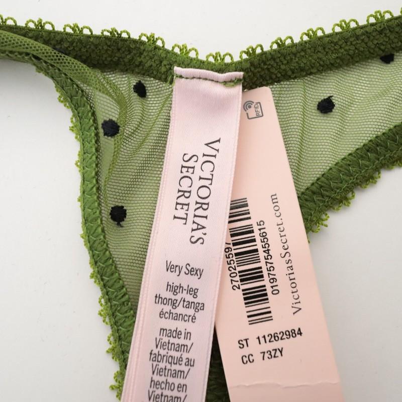 VICTORIA'S SECRET Very Sexy Sheer Mesh Rose Lace High Leg Thong Panty S M