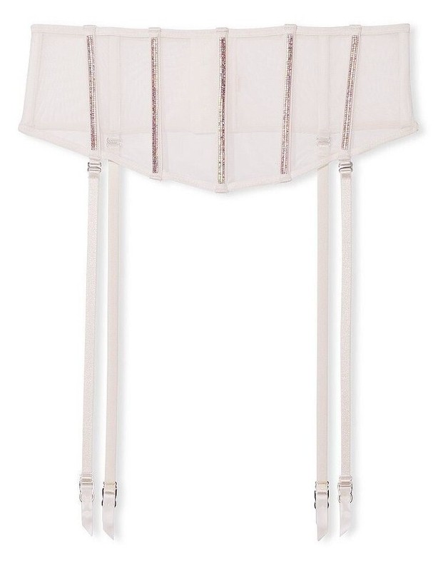 VICTORIA'S SECRET VERY SEXY SHEER SHINE GARTER BELT WAIST CINCHER BLING XS/S M/L