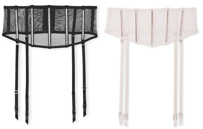 VICTORIA'S SECRET VERY SEXY SHEER SHINE GARTER BELT WAIST CINCHER BLING XS/S M/L