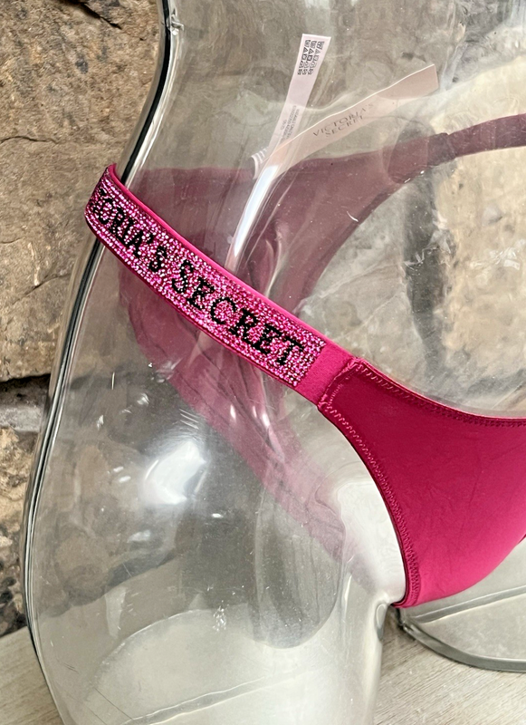 Victoria's Secret VERY SEXY Shine Strap Satin BRAZILIAN Panty Sz S MAGENTA NWT