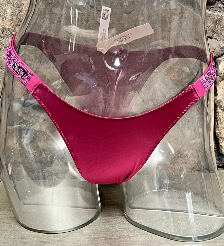 Victoria's Secret VERY SEXY Shine Strap Satin BRAZILIAN Panty Sz S MAGENTA NWT