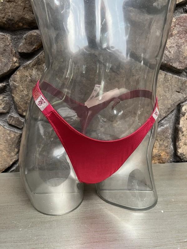 Victoria's Secret VERY SEXY Shine Strap Satin THONG Panty RED Sz M NWT$24