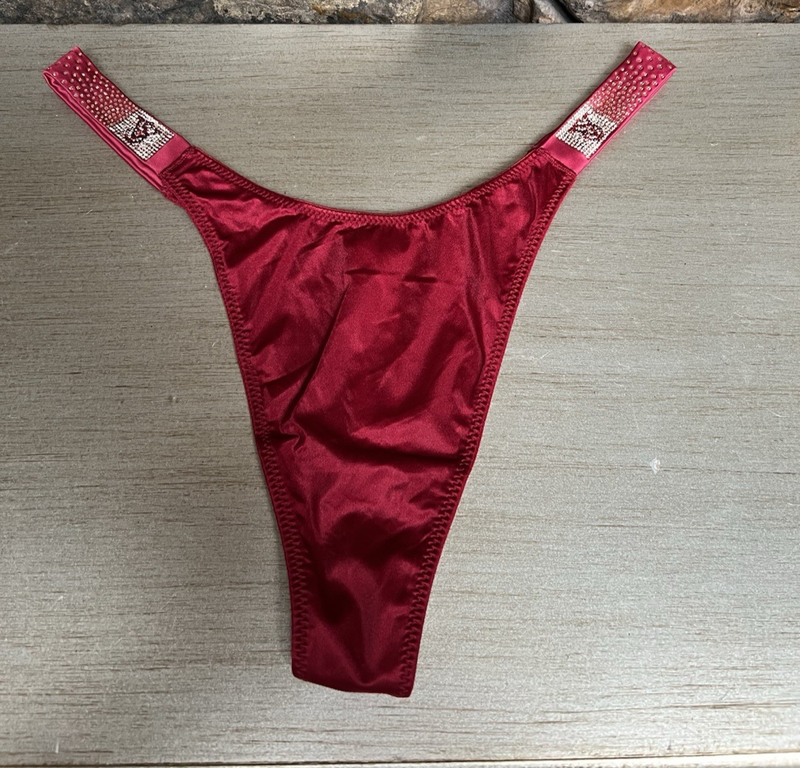 Victoria's Secret VERY SEXY Shine Strap Satin THONG Panty RED Sz M NWT$24