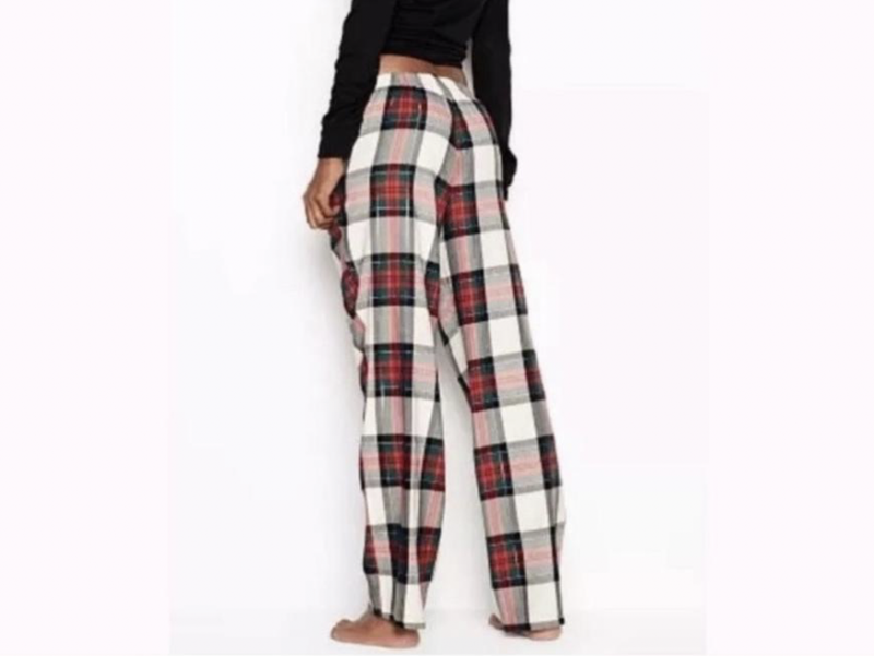 VICTORIA'S SECRET WOMEN'S GREEN RED PLAID FLANEL POCKETS PAJAMA PANT Sz L