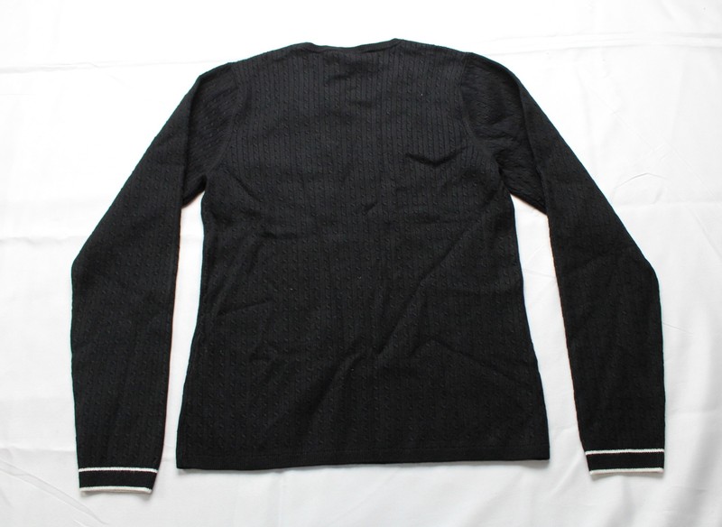 Victoria's Secret Women's Luxe Logo Detail Cable-Knit Crewneck AC2 Black Large