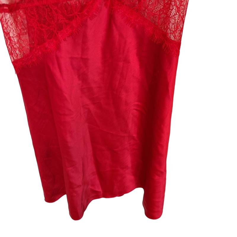 Victoria's Secret Womens XL Red Lace Satin Sleeveless Lingerie Night Dress