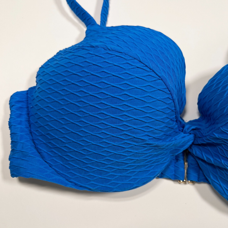 Victoria Secret 40DD TWIST FRONT Push Up Bikini Top Underwire Textured Blue