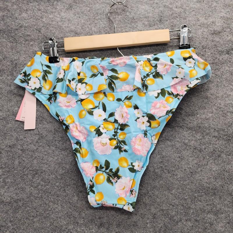 Victoria Secret Bikini Bottom Medium Ruffle High Waist Cheeky Blue Lemon