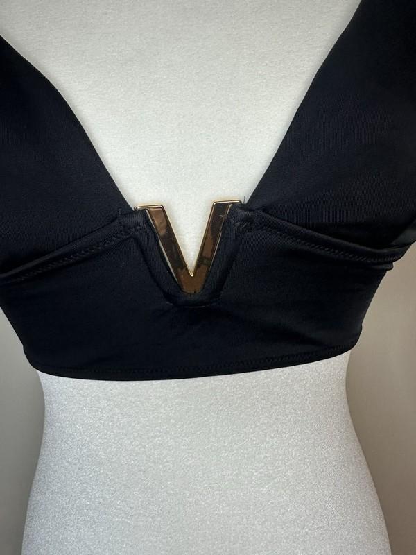 Victoria Secret Black Gold V Bar Bikini Top Sz Small