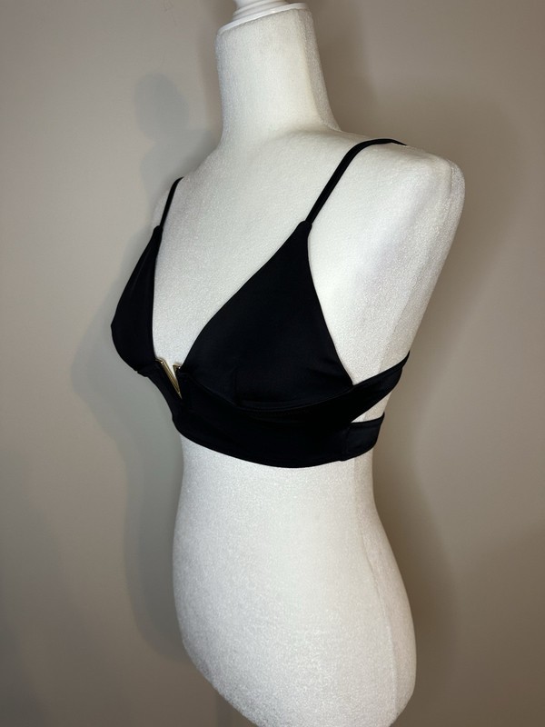 Victoria Secret Black Gold V Bar Bikini Top Sz Small