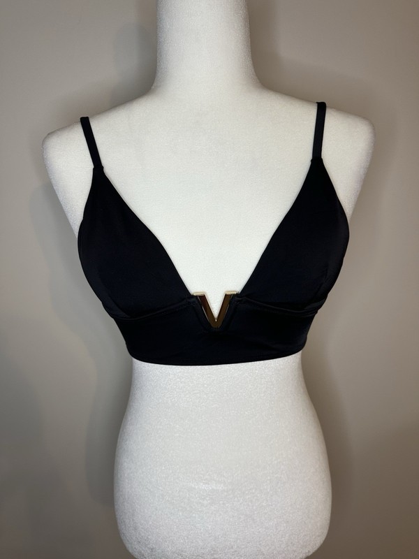 Victoria Secret Black Gold V Bar Bikini Top Sz Small