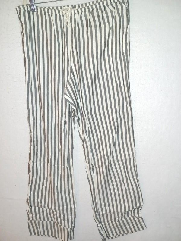 Victoria Secret Cotton Flannel Gray Stripe PANTS PAJAMA SET 2 Pc NEW XL L M S