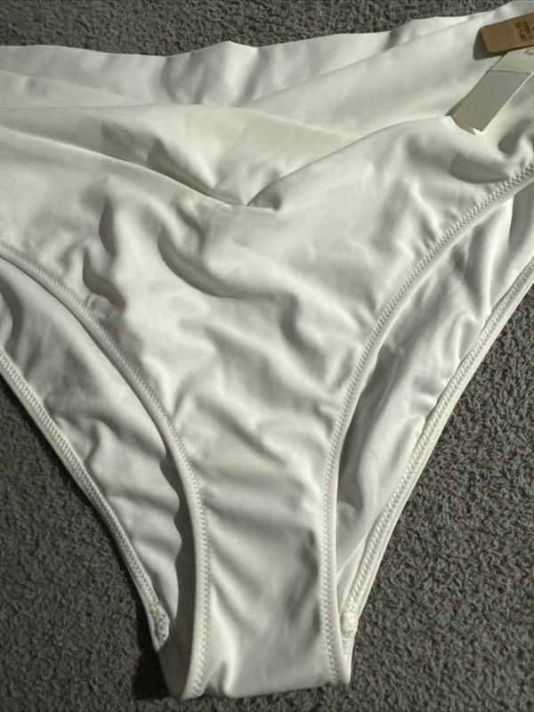 Victoria Secret PINK Bikini Swim Bottom White High-Waisted XXL NWT
