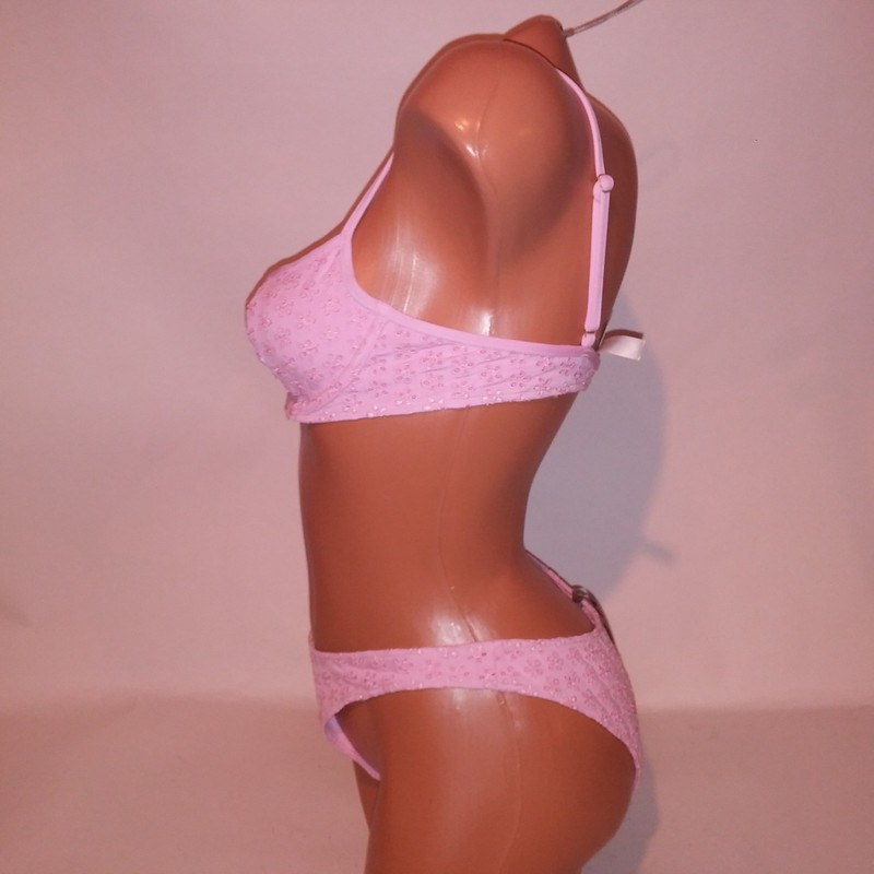 Victoria Secret PINK Swim Bikini Top & Bottom Light Pink Eyelet Floral Underwire