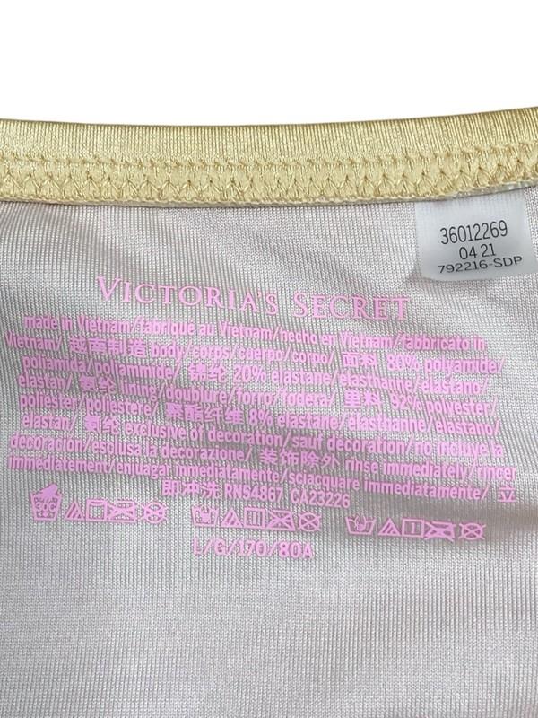 Victoria Secret Swim Bikini Bottom Large L Gold Cutout Side Shimmer Solid New
