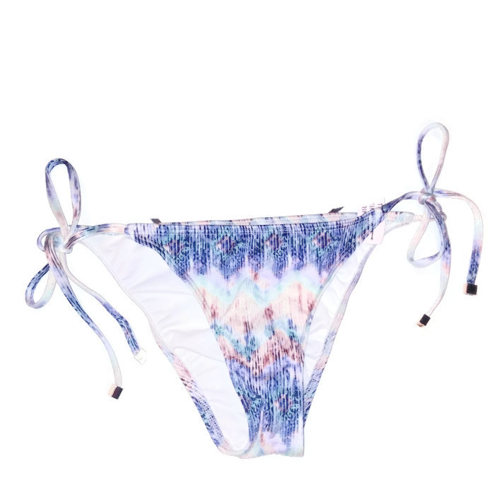 Victoria Secret Swim Bikini Bottom Skimpy String Blue Pink Shimmer Tie Up New
