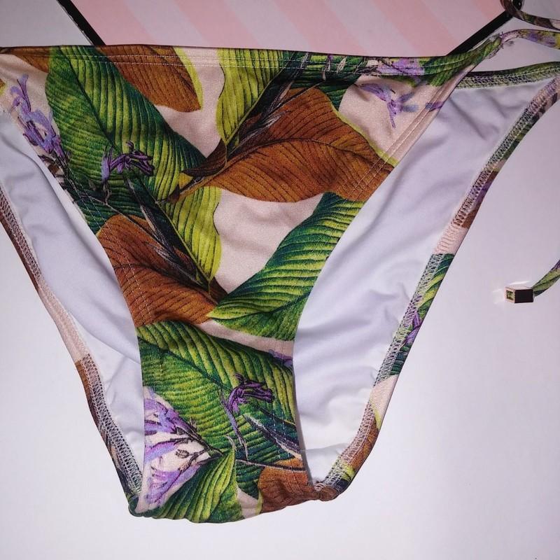 Victoria Secret Swim Bikini Bottom Skimpy String Leaves Shimmer Swimwear
