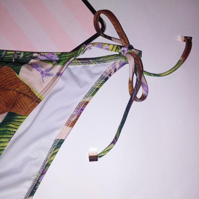Victoria Secret Swim Bikini Bottom Skimpy String Leaves Shimmer Swimwear