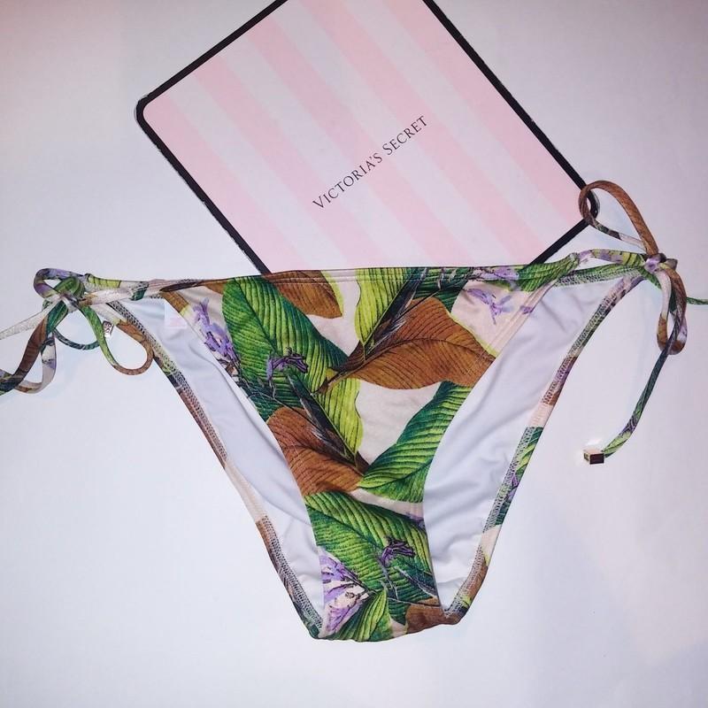 Victoria Secret Swim Bikini Bottom Skimpy String Leaves Shimmer Swimwear