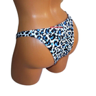 Victoria Secret Swim Brazilian Bikini Bottom Size L XL Leopard White Blue Black