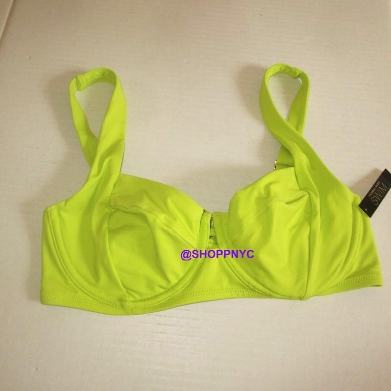 VICTORIA SECRET SWIM Lace-Up Back Strappy Swim Bikini Top Neon Lime Green NEW