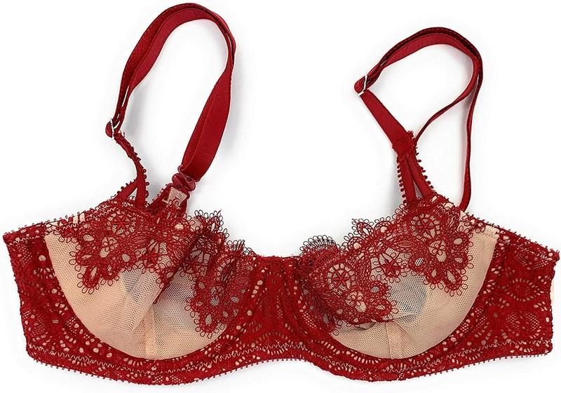 Victorias Secret Dream Angels Push-up without padding Bra Red Nude Mesh Lace NWT