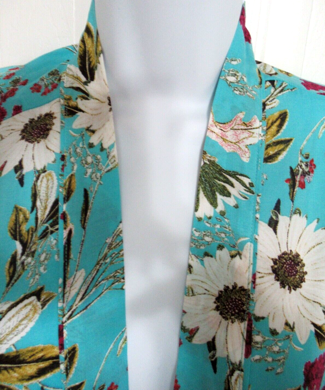 Victorias Secret Floral Turquoise Kimono Style Beach Swim Cover Up Wrap M/L