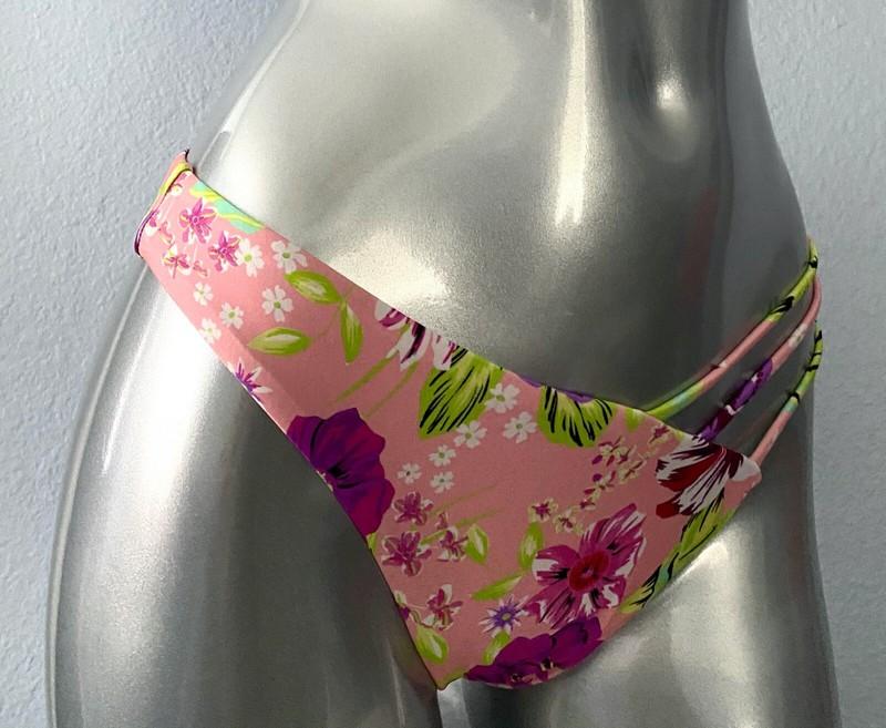Victorias Secret New Strappy V Front Pink Floral Swim Bikini Bottom