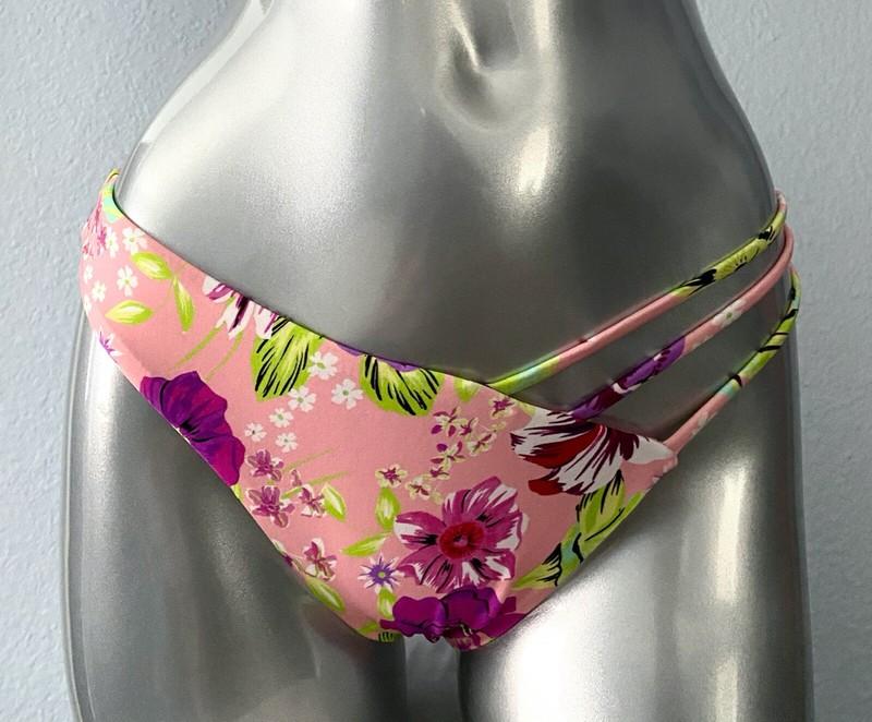 Victorias Secret New Strappy V Front Pink Floral Swim Bikini Bottom