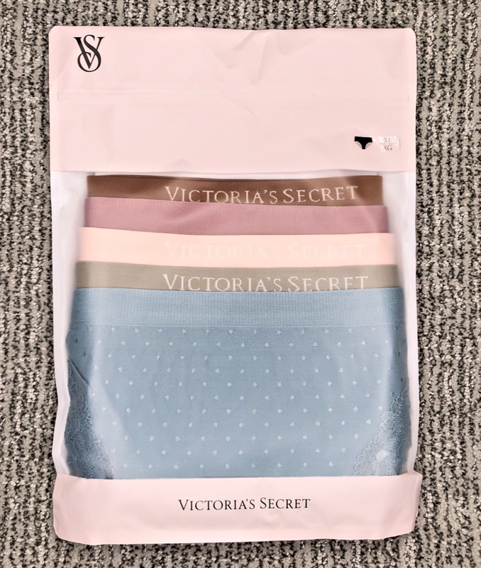 Victorias Secret NEW XL Seamless High Leg Brief Panties 5 Pack Lace Spellout $28