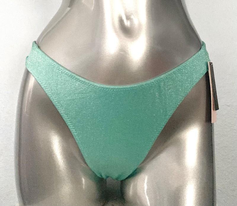 Victorias Secret Nwt Aqua Shimmer Strappy High Leg Brazilian Swim Bikini Bottom