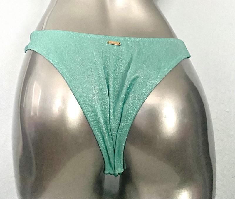 Victorias Secret Nwt Aqua Shimmer Strappy High Leg Brazilian Swim Bikini Bottom