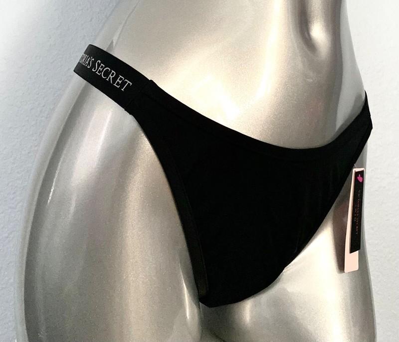 Victorias Secret Nwt Black Logo Band Sexy Sydney Brazilian Swim Bikini Bottom