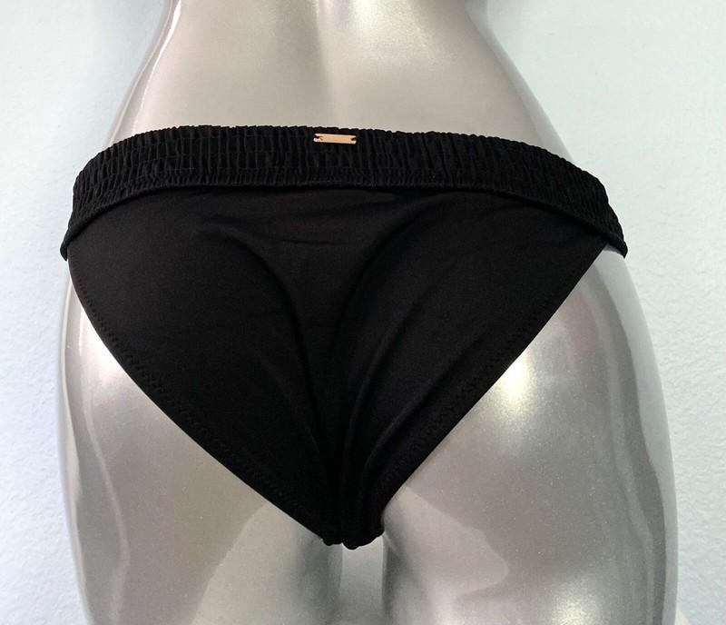 Victorias Secret Nwt Black Smocked Band Ensenada Cheeky Swim Bikini Bottom