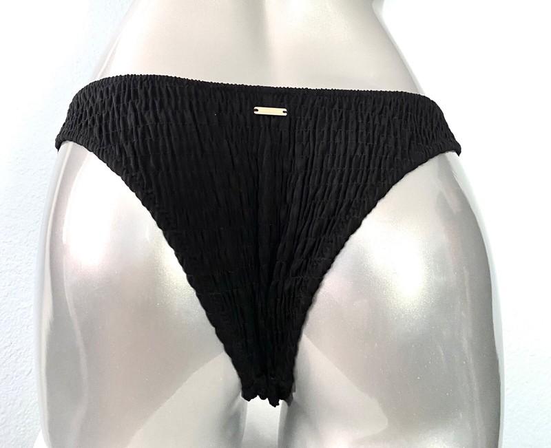 Victorias Secret Nwt Black Smocked Sexy Low Rise Itsy Swim Bikini Bottom
