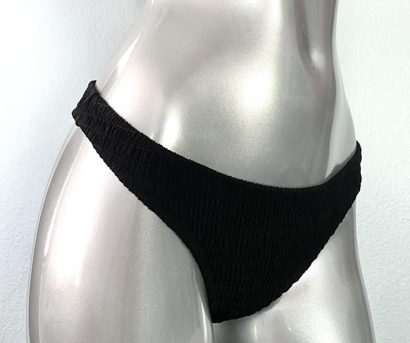 Victorias Secret Nwt Black Smocked Sexy Low Rise Itsy Swim Bikini Bottom