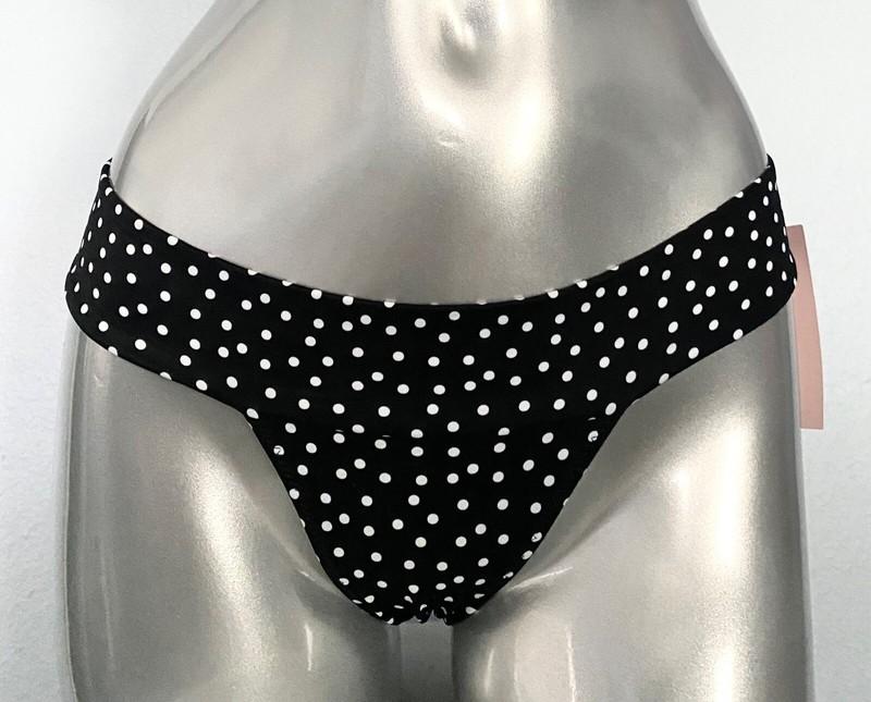 Victorias Secret Nwt Black W/ White Dot Sexy Brazilian Swim Bikini Bottom
