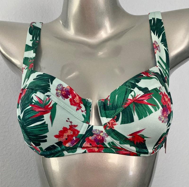 Victorias Secret Nwt Full Coverage Blue Palm Unlined Bikini Swim Top