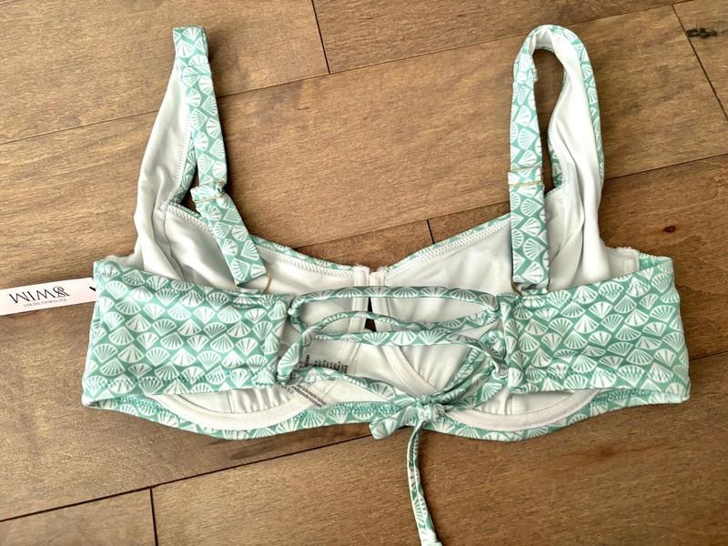 Victorias Secret Nwt Full Coverage Green White Shell Unlined Bikini Swim Top