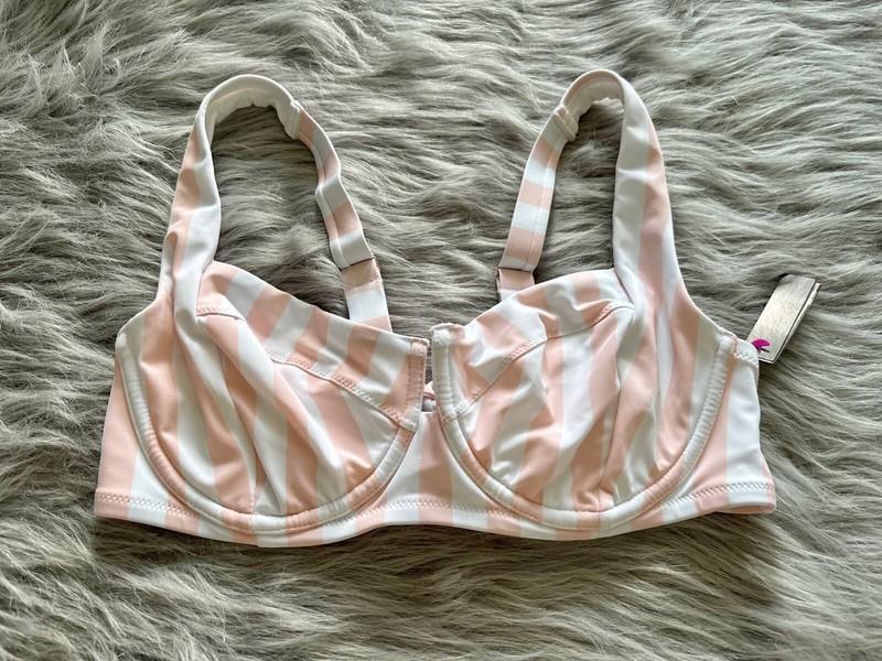 Victorias Secret Nwt Full Coverage Pink & White Stripe Unlined Bikini Swim Top
