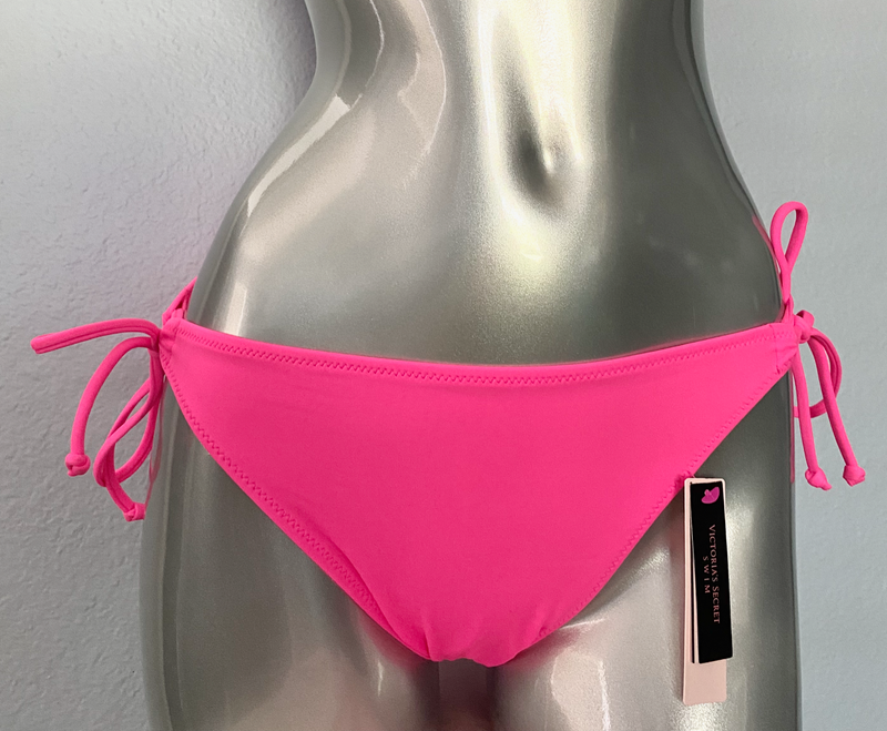 Victorias Secret Nwt Shocking Pink Side String Tie Malibu Swim Bikini Bottom