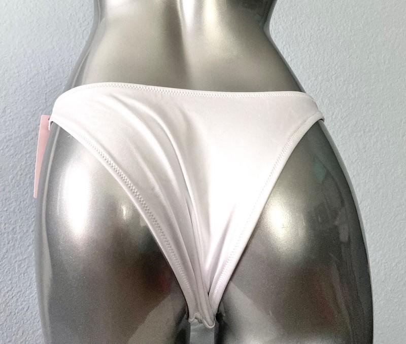 Victorias Secret Nwt White Shine Logo Hardware Brazilian Sexy Swim Bikini Bottom