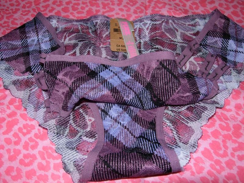 Victorias Secret PINK Sexy Black Lace Mesh Strappy Cheekster Cheek Plaid XL XXL