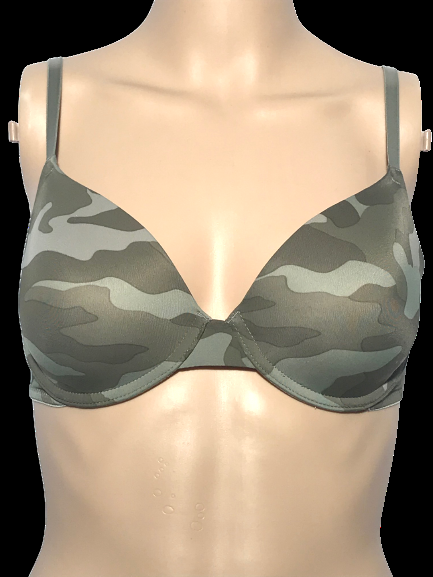 VICTORIAS SECRET PINK WEAR EVERYWHERE T-SHIRT LIGHTLY LINED PADDED BRA CAMO NWT