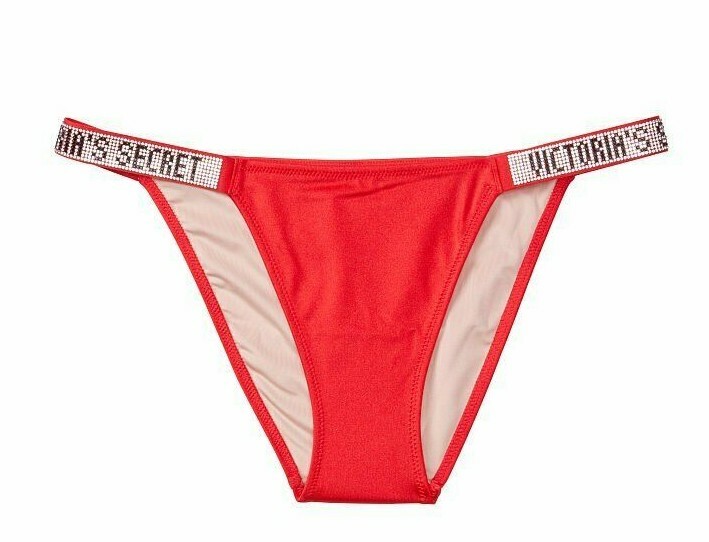 VICTORIAS SECRET SHINE STRAP BARBADOS BIKINI SWIM BOTTOM BLACK RED NWT Free Ship