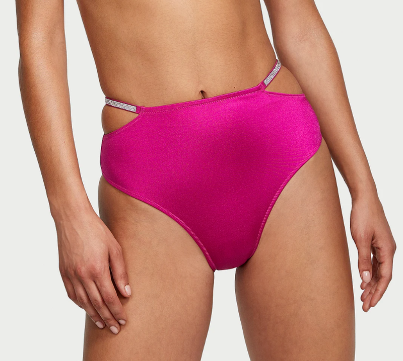 VICTORIAS SECRET SHINE STRAP HIGH WAIST CHEEKY BIKINI SWIM BOTTOM XS S M L XL 2X