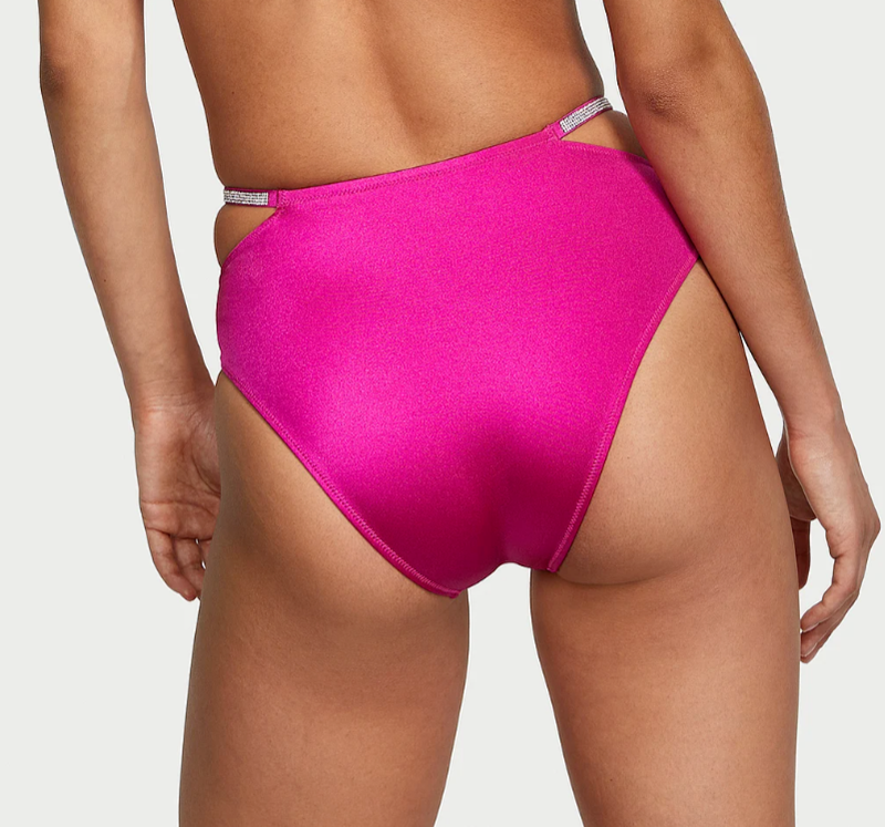 VICTORIAS SECRET SHINE STRAP HIGH WAIST CHEEKY BIKINI SWIM BOTTOM XS S M L XL 2X