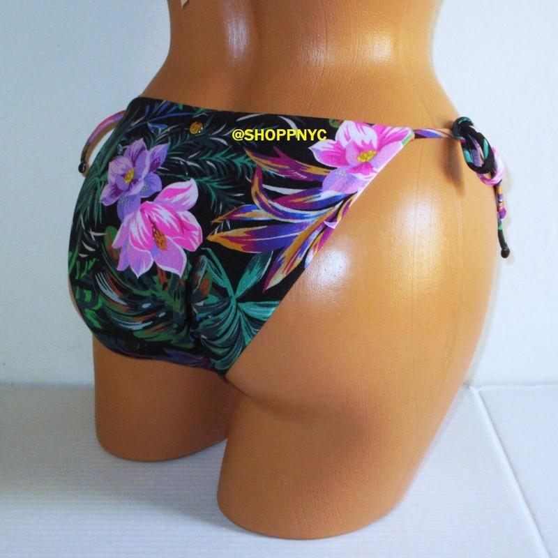 Victorias Secret Swim 34C S M Push Up Top Bikini Set Side Tie Cheeky Floral